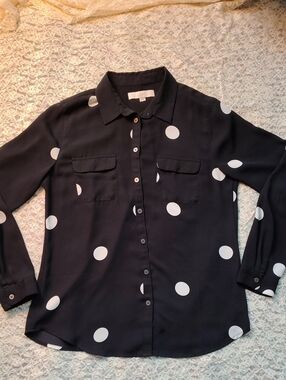 Loft, Women's Polka Dot Blouse, Sz M